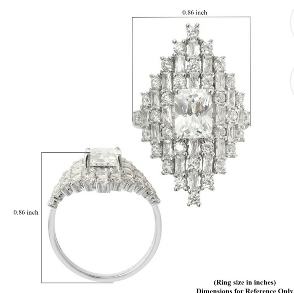 NWT Lustro Stella White Cubic Zirconia Ring in Platinum over Sterling Silver - Picture 12 of 12